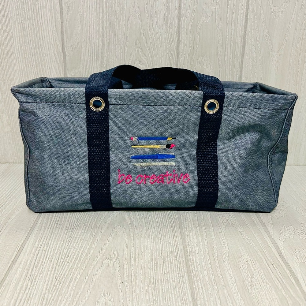 Thirty-One Tiny Utility Tote “be creative” Embroidered